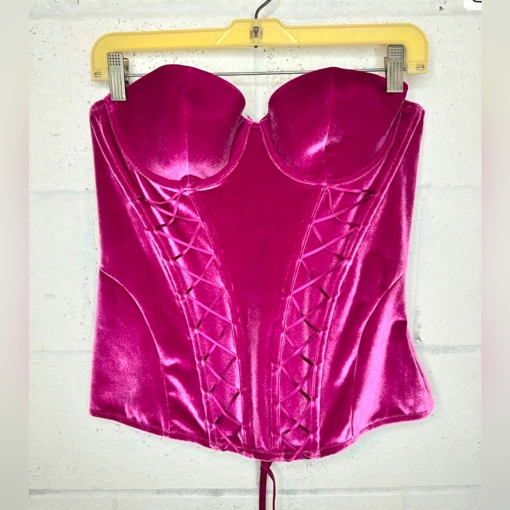 Savage X Fenty Pink Velvet Corset LARGE
